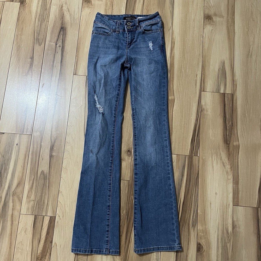BCBGeneration Mid Rise Bootcut Distressed Jeans  Women's Sz 0/24 Denim